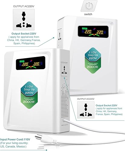 Miniatura 2 de Transformador Step Up de 110 V a 220 V 2000 W Convertidor de voltaje, 120 V a 240 V, sin ruido, apto para exprimidor, máquina de chocolate y otros