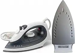 Ferro de Passar Roupa a Vapor e Seco 1200W – Base Antiaderente, Leve e Eficiente, Preto e Branco, 127V ou 220V (127V)