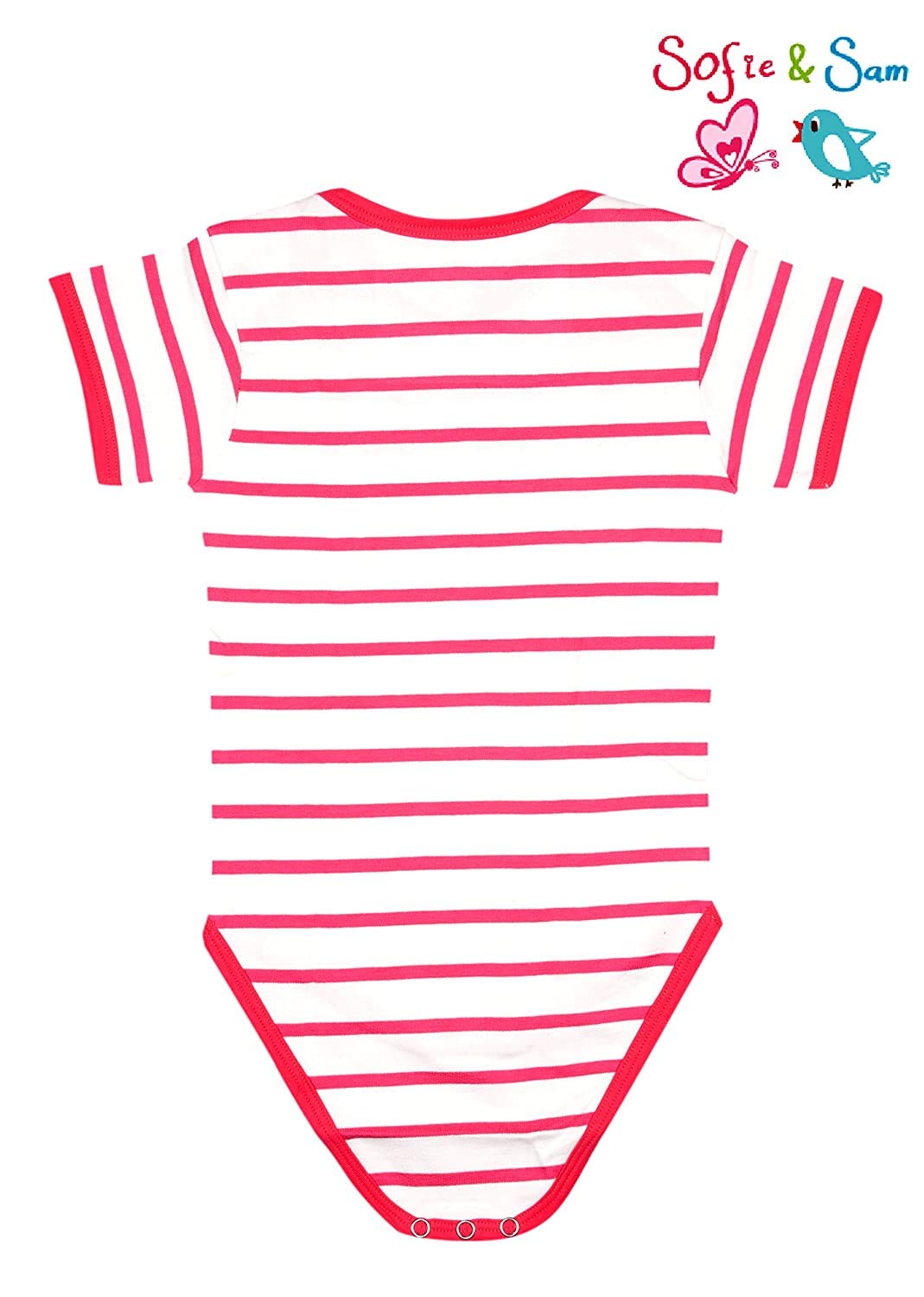 Sofie & Sam Premium Cotton 1 Pc Baby Romper Half Sleeves (3-6) Months - Stripes/Red 1