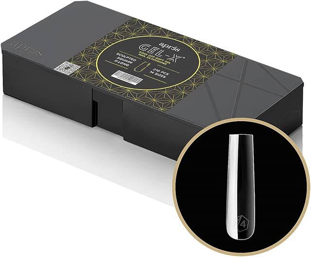 Apres Gel-X Sculpted Box of Nail Tips, 14 Sizes 00-9, Soft Gel Tip Box (210pcs) (Sculpted Square Extra Long, 210)