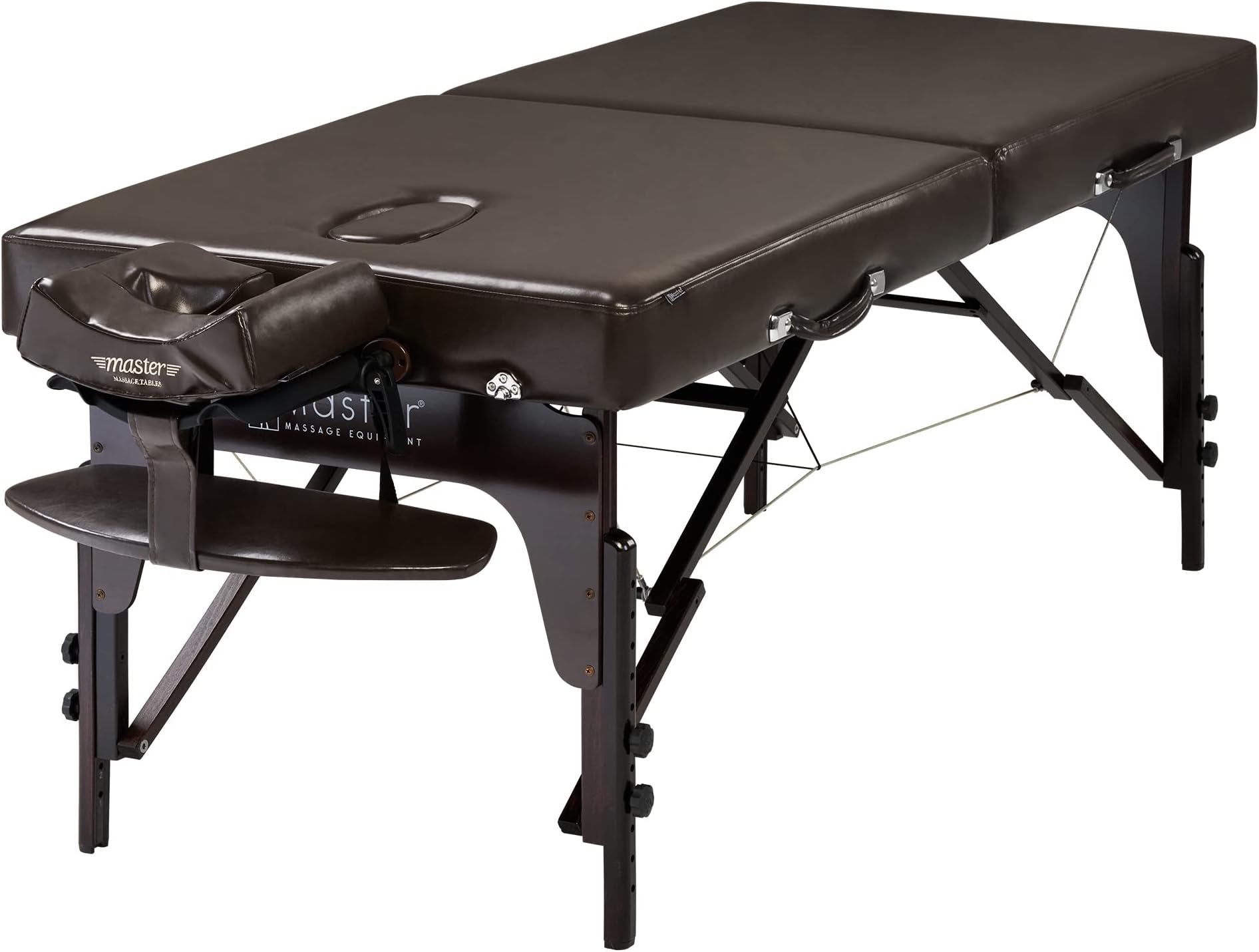 Master Massage 79 cm Supreme Mobile Massage Table Folding Massage Bed Massage Bench Cosmetic Lounger Portable Beauty Bed Wooden Feet Carry Bag Face Cut Package Brown