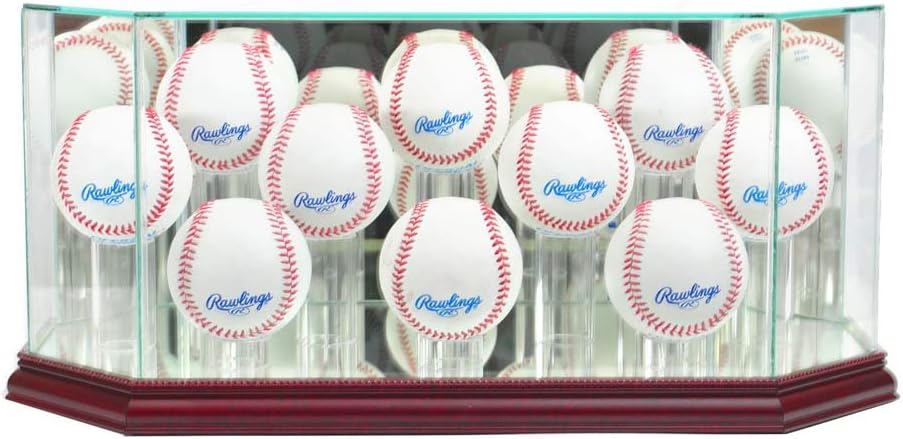 Octagon 10 Baseball Display Case - Cherry