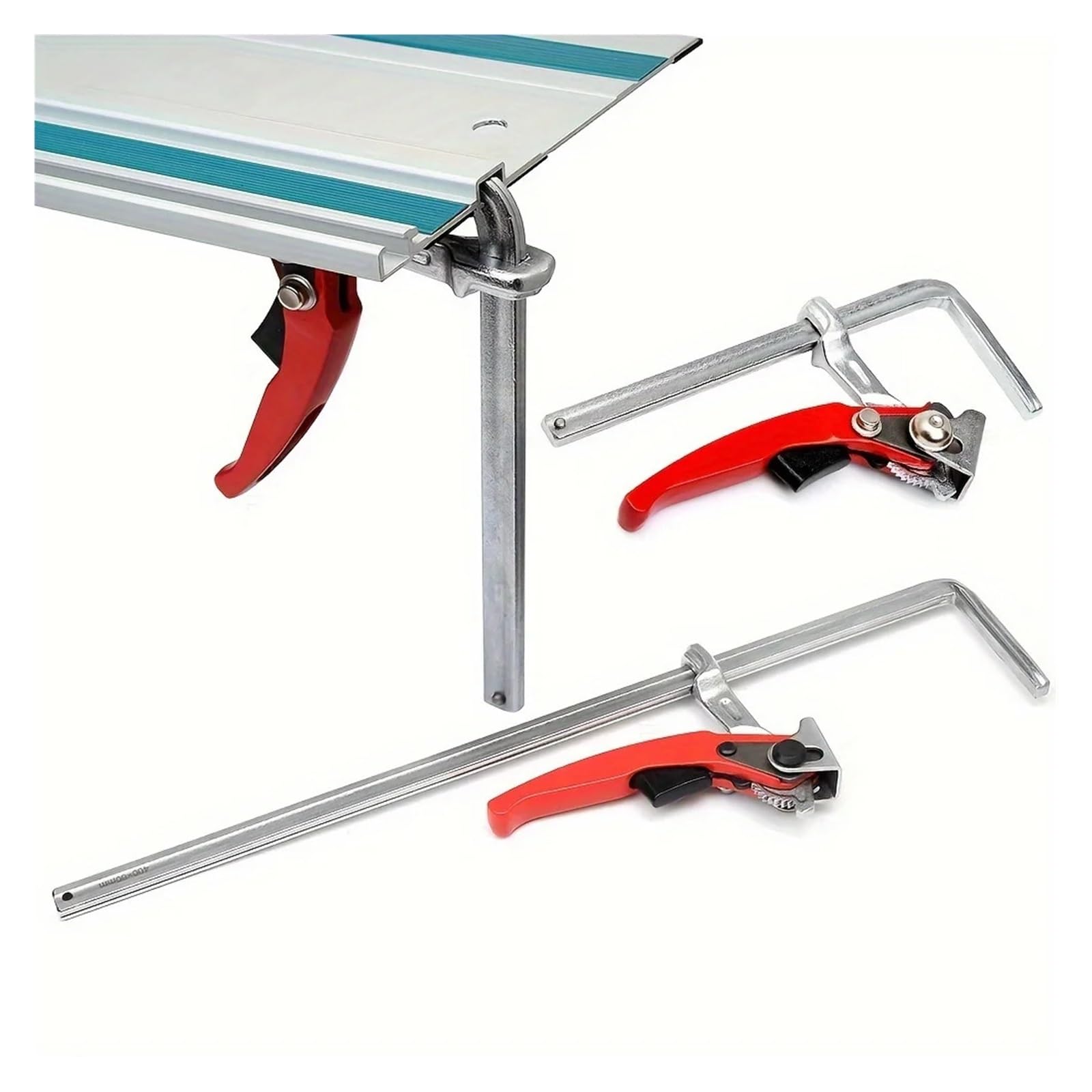 morsetto da tavolo a cricchetto Morsetto da tavolo a cricchetto da 1 pezzo Barra a sgancio rapido Morsetto in acciaio F Clip da binario anche for fori e di binari di guida(120x60mm)