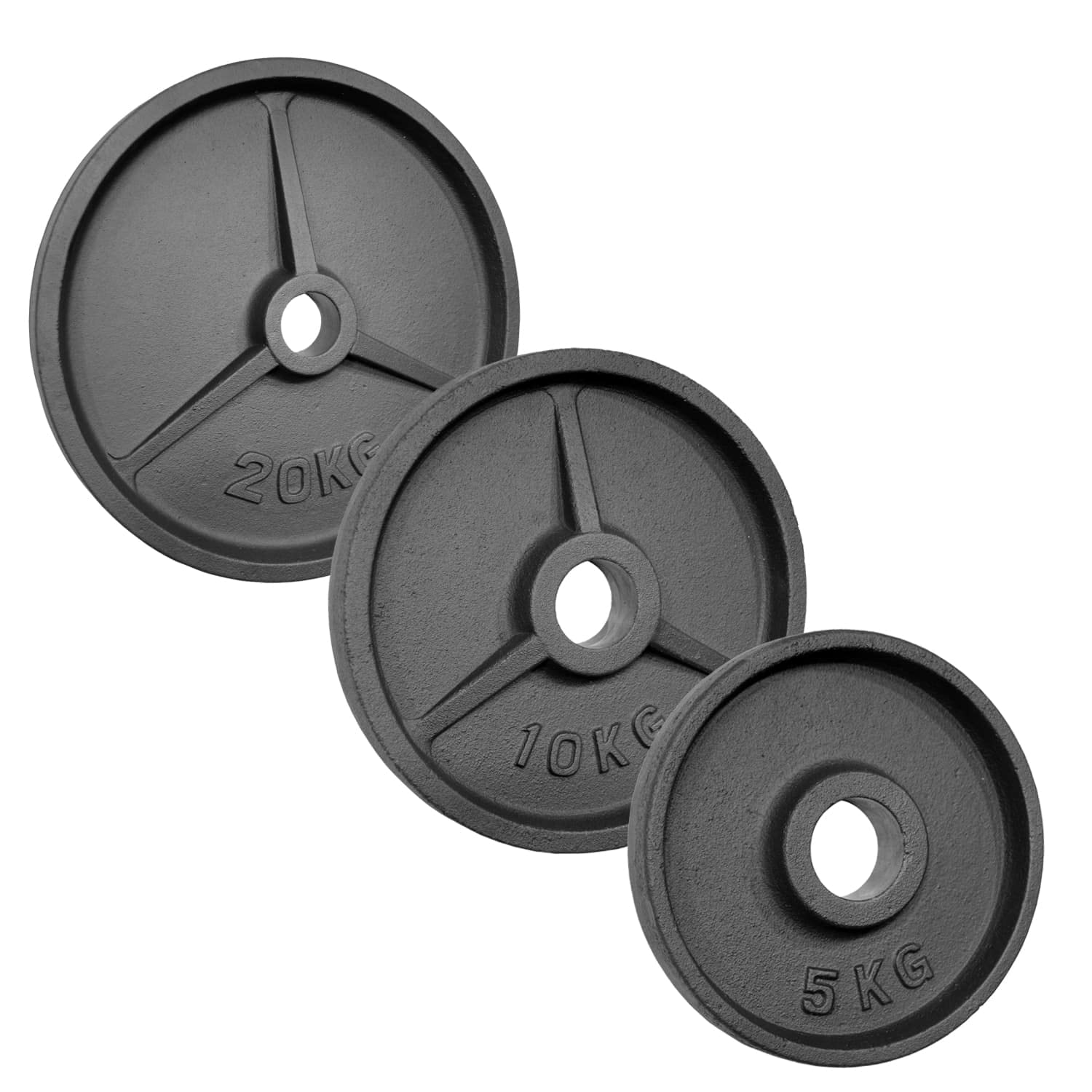 Hantelscheiben | Gewichtsscheiben | Gusseisen | 50mm | mit Griffnarbe | Größenauswahl: 0,5kg | 1,25kg | 2,5kg | 5kg | 10kg | 15kg | 20kg | 25kg | 40kg | Studioqualität