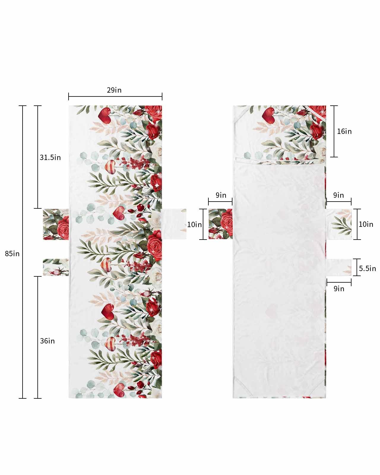 Valentine's Beach Lounge Chair Towel Cover, Soft Chaise Lounge Towel with Side Pockets Patio Pool Chairs Cover for Beach/Pool Sunbathing 29x85 Red Floral Eucalyptus Leaves Love Heart