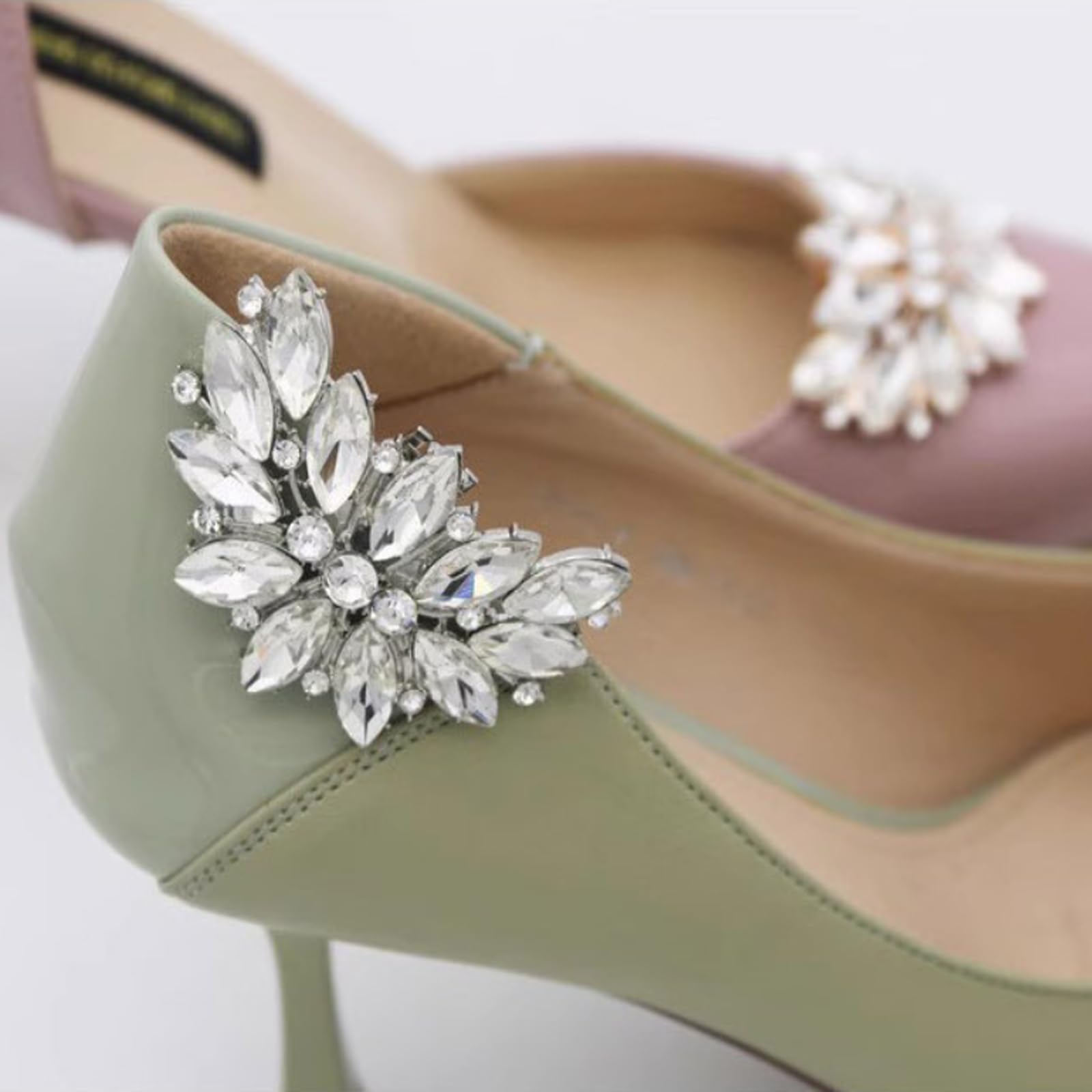 Pwsap Clips de Hebillas de Zapatos de Diamantes Nupcial Lujo, Bling Clips Decorativos Desmontables Joyería Clips para Zapatos Ropa Bufanda Bolso Sombrero — view 4