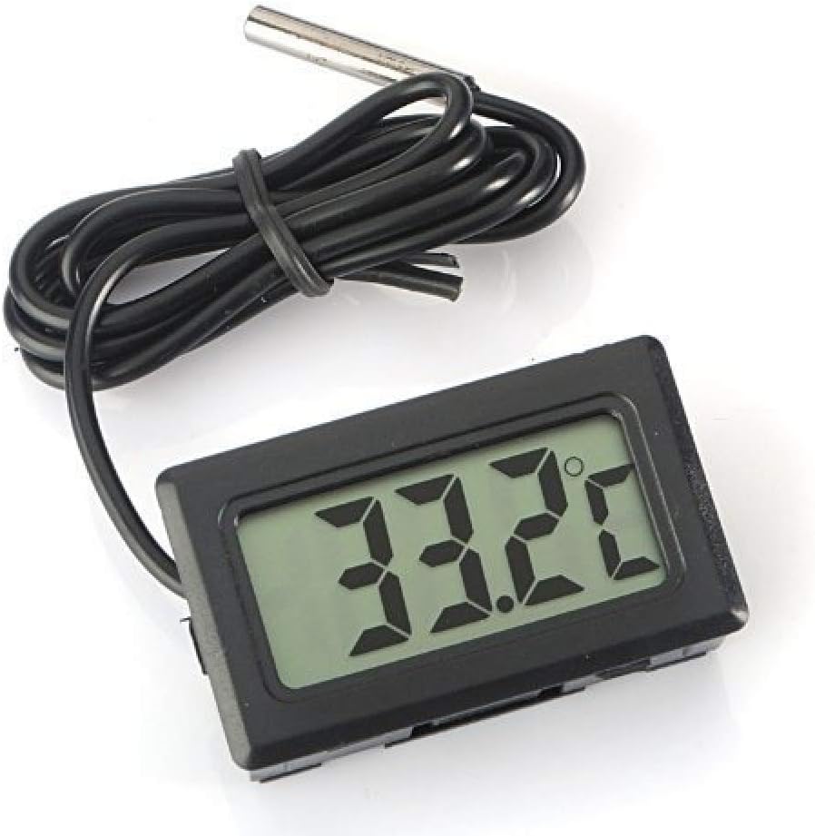 Digital LCD Thermometer Temperature Monitor with External Waterproof Probe for Refrigerator Aquarium, FishTank Water Temperature Thermodetector -Black, 4.8cm×2.8cm×1.5cm
