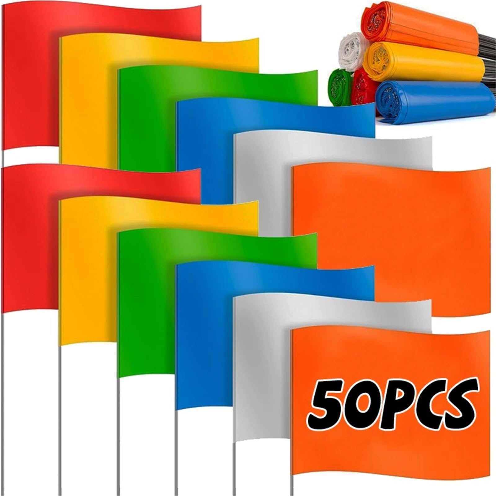 Bandera de marcado 10-50 Uds. Banderas de marcado grabables for posicionamiento mascotas en construcción deportiva(White,30pcs)