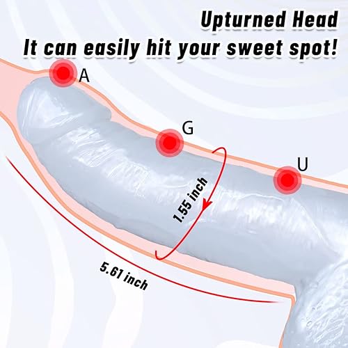 Miniatura 3 de Consolador realista sin tirantes de 8 pulgadas para principiantes, consolador pequeño de gelatina con ventosa fuerte y eje curvado para mujeres y