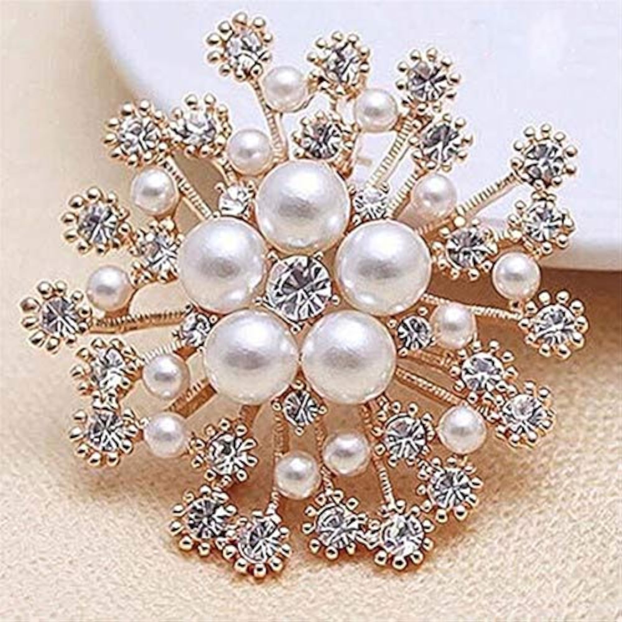 Glittering Snowflake Flower Brooch Pin, Fashionable Accessory