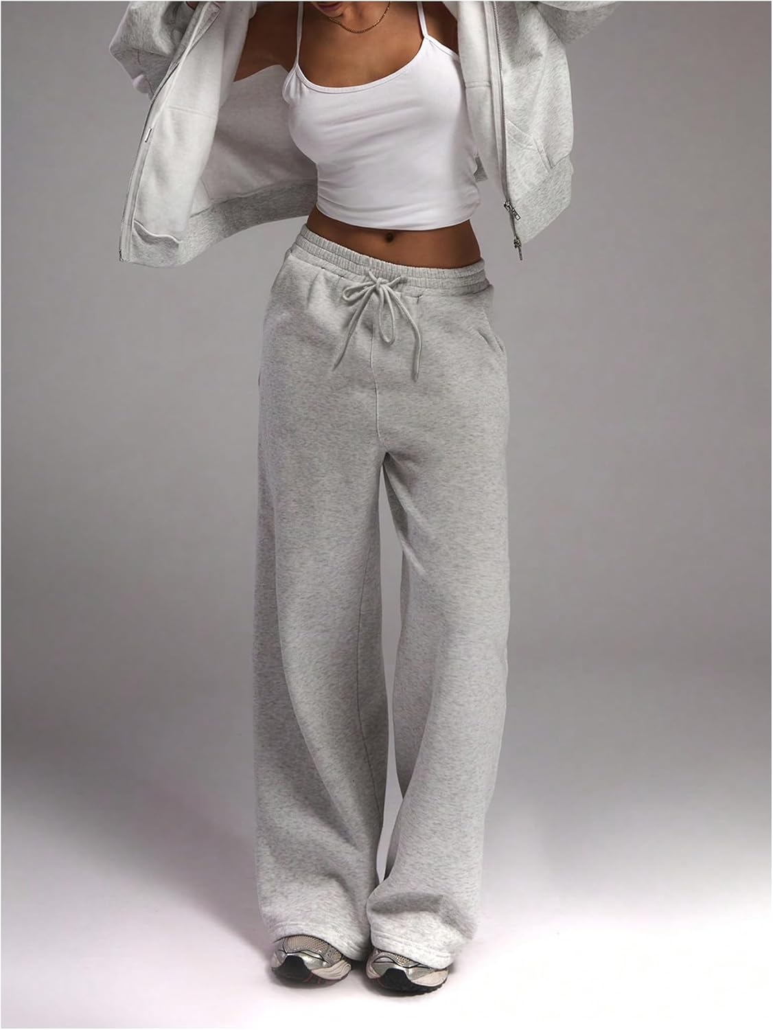 Women's Grey Wide Leg Sweatpants Joggers Casual Baggy Pants Fall Pants XXS-XXXXL - Image 5