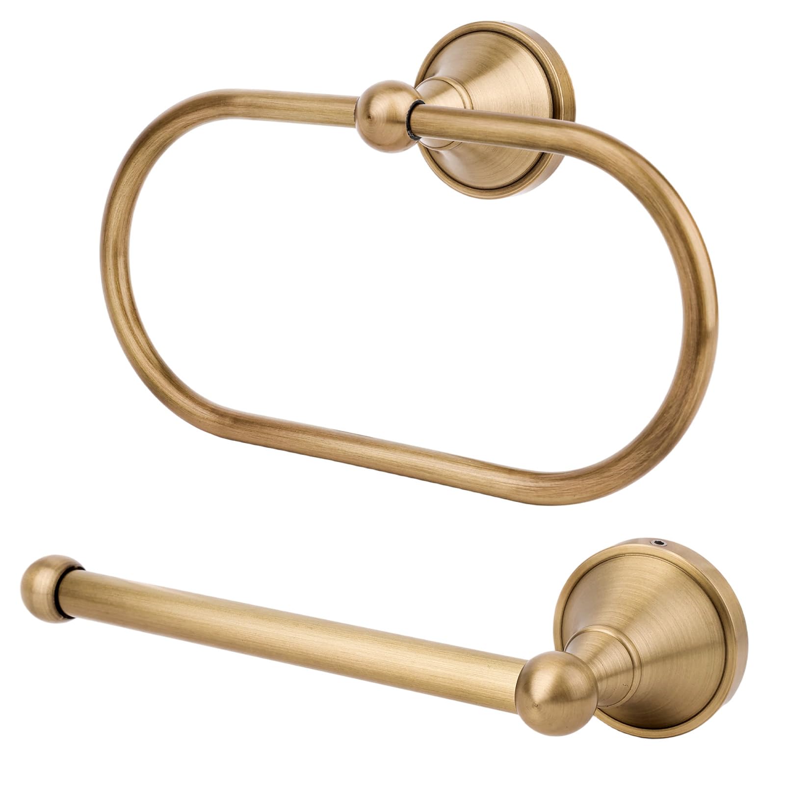2pcs Antique Brass Toilet Paper Holder, Retro Brass Hand Towel Ring Tissue Roll Paper Hanger Wall Mounted Bathroom Accessories for Home Hostel