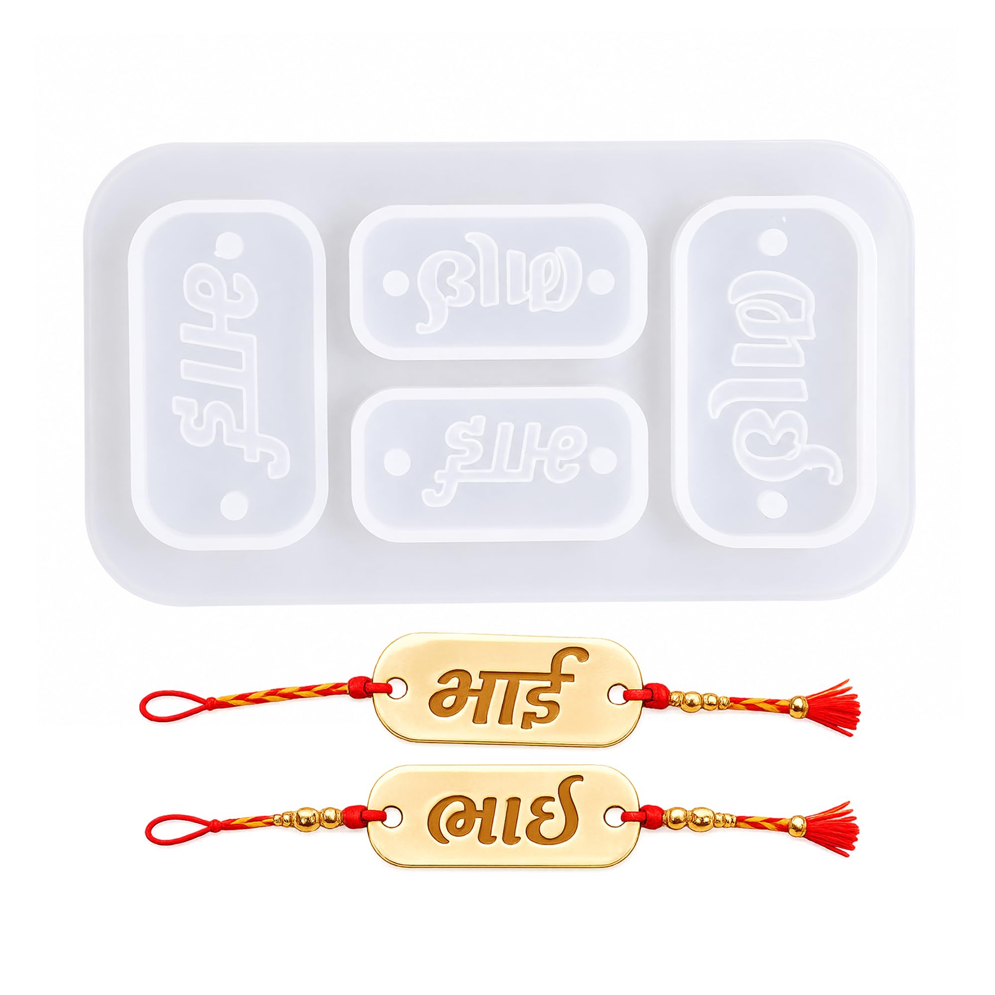 4 Design Bhai Rakhi Resin Silicone Mould | Hindi & Gujarati Letter Raksha Bandhan Name Plate Mold | BPA-Free Flexible Reusable Mould for UV Resin, Epoxy, Jesmonite, Clay & DIY Crafts-image-48