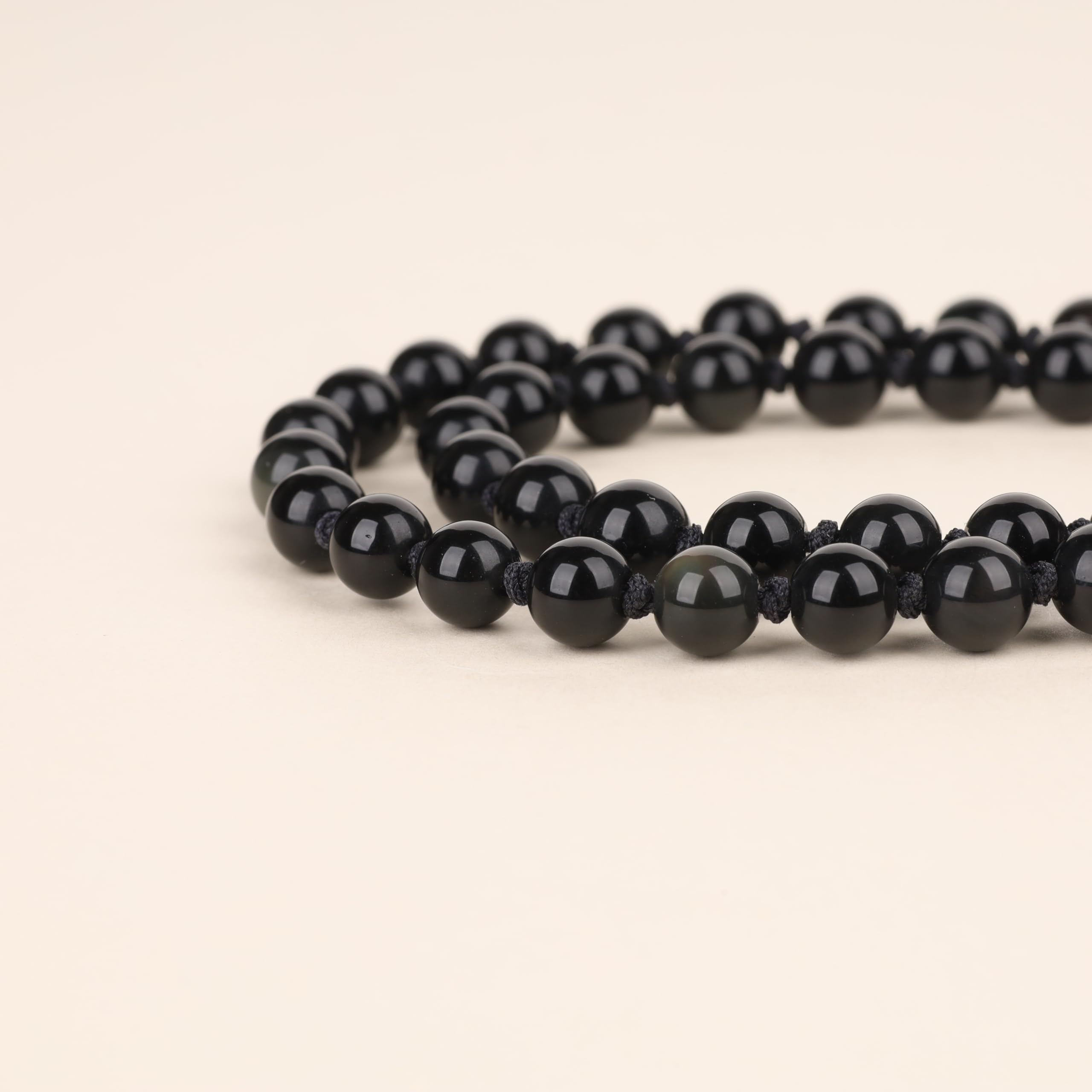 COAI Collar Mala 108 Cuentas de Piedras Naturales Anudadas a Mano con Colgante de Hoja Unisex