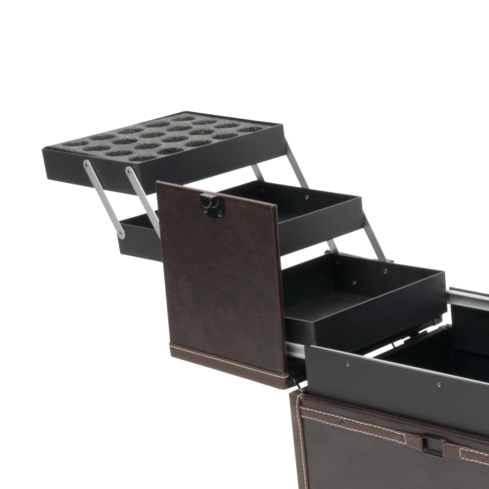 Kosmetikkoffer Trolley - Kosmetikkoffer mit Spiegel 37x24.3x101cm Make up Koffer Schminkkoffer mit Rollen Friseurkoffer für Reisen, Geschenkidee (Dunkelbraun)