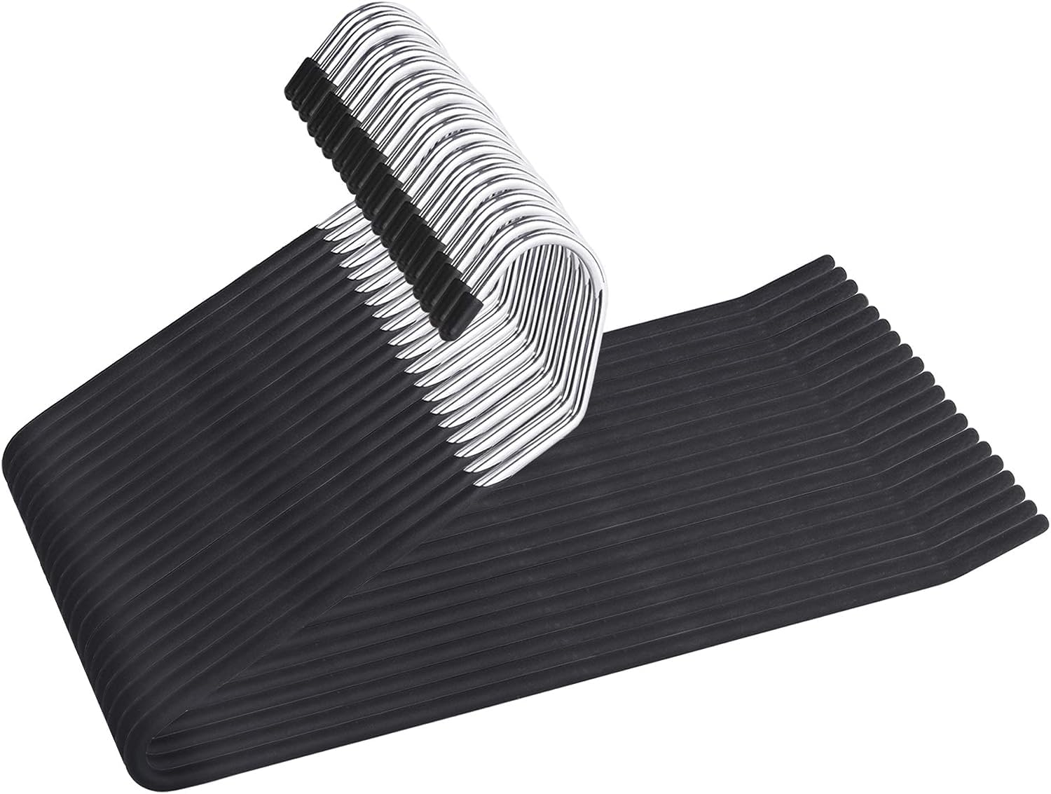 Evollux Stainless Steel Pants Jean Hangers 8mm Thick, Multifunctional Non-Slip Hangers for Heavy Jeanss, Scarf, Space-Saving Clothes Hangers for Women and Men (6 PCS)