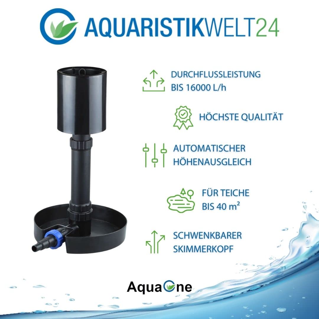 AquaOne Zestaw filtrów do oczka wodnego z pompą do stawu, pompa filtrująca CPF-50000 do stawu o pojemności do 80 000 litrów, kompletny zestaw z lampą UV, regulowana pompa Eco 37-180 W, skimmer, wąż do