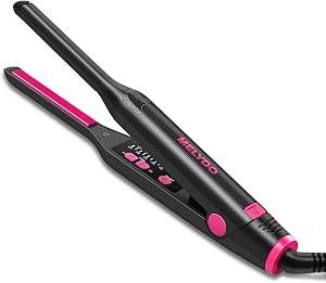 Mini Flat Iron for Short Hair, 3/10" Pencil Flat Iron with 9 Adjustable Temps, Small Hair Straightener for Pixie Cuts, Bangs & Edges, Ceramic Floating Plates, Dual Voltage, Auto Shut Off
