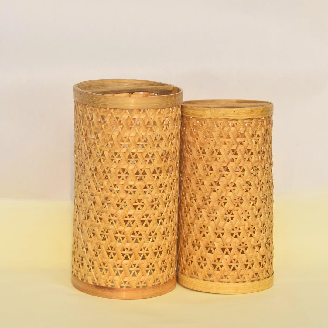 Bamboo Woven Cylindrical Light Shades, Set of 2-image-5