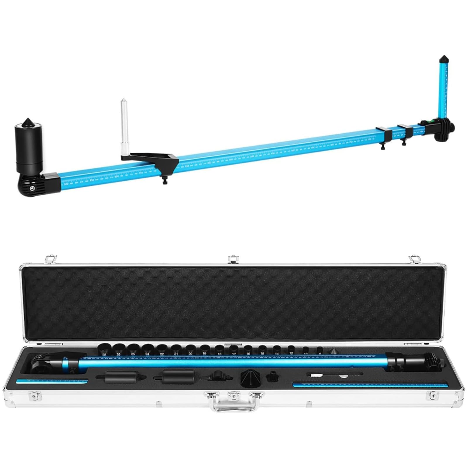 ZephPerton Universal Auto Body Frame Measuring Tools, High-Precision 2D Measuring System, ±1mm/ 0.04in Error with Carrying Case for Car Repair Tram Gauge Construction, Machinery Maintenance