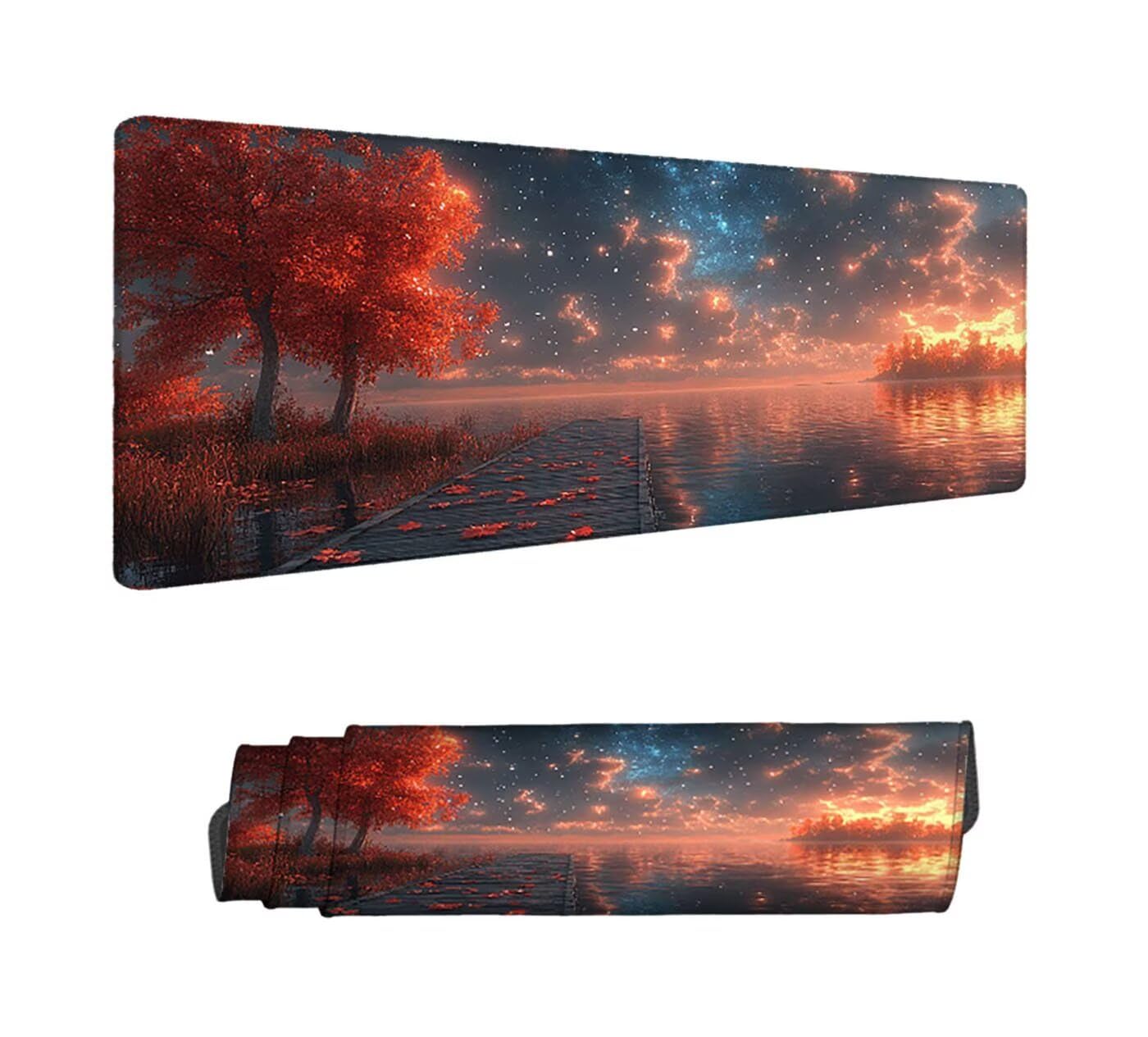 Podkładka pod mysz do gier gwiaździste niebo XXL podkładka pod mysz 1200 x 400 mm podkładka pod mysz biurową zszyta antypoślizgowa, podkładka pod mysz krajobrazową do pracy, gier, biura, domu