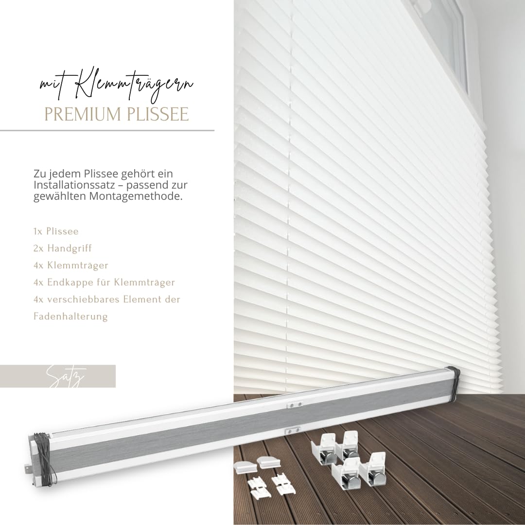 Home-Vision Premium Faltrollo Plissee ohne Bohren mit Klemmfix Lichtdurchlässig Rollo innen (Weiß B60 x H120cm) Easyfix Klemmträger Verdunklung Blickdicht Sonnenschutz Jalousie für Fenster & Tür