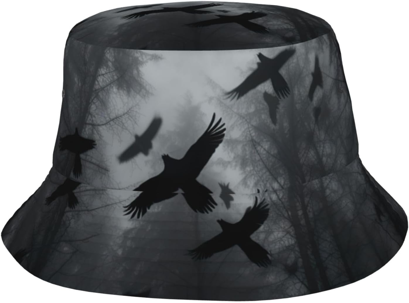 Black Crow Print Bucket Hat for Men Women,Fun Sun Hats,Fisherman Outdoor Summer Travel Hiking Cap