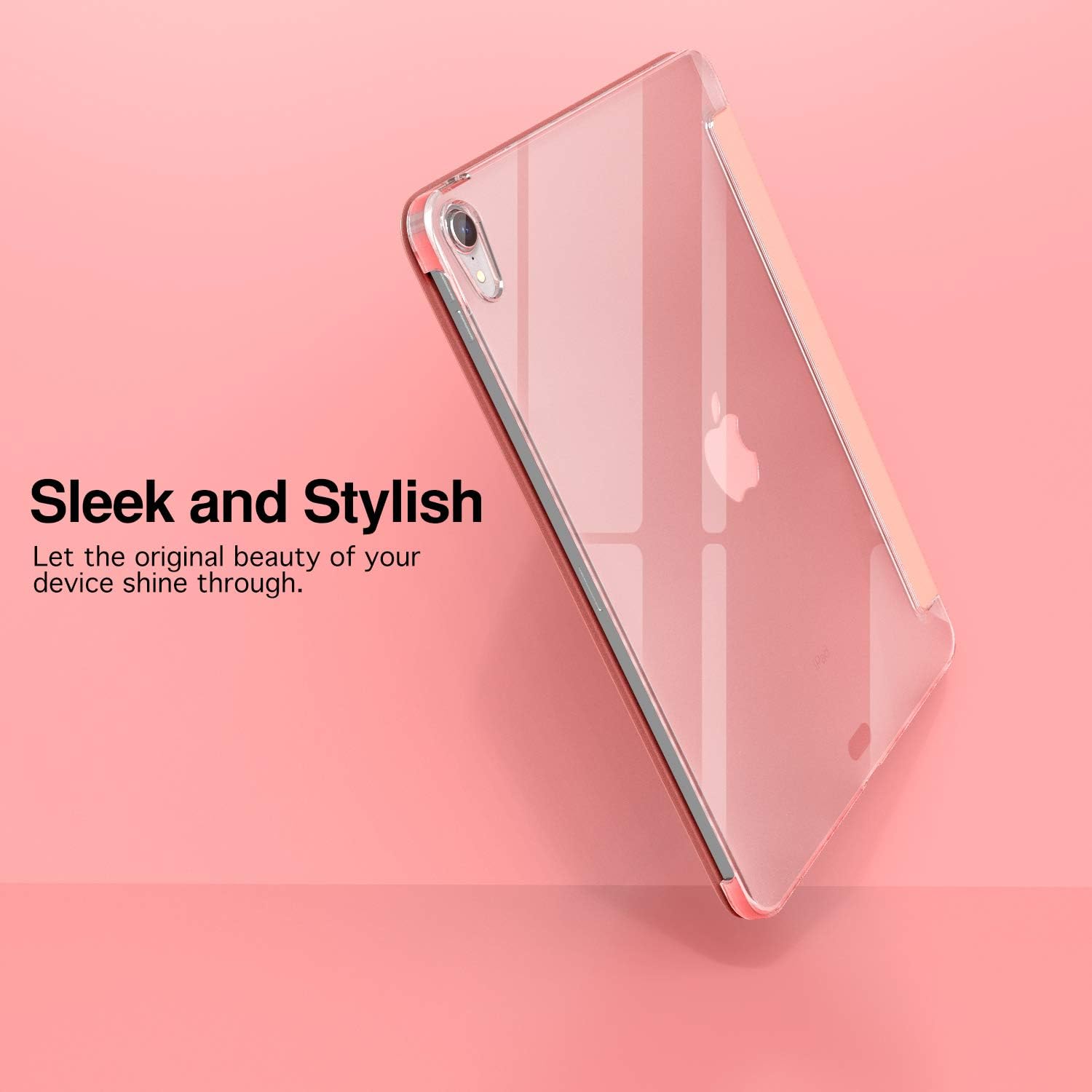 MoKo Case Fit iPad Pro 12.9" 2018 - Translucent Frosted Back Protector Smart Shell Stand Cover with Pencil's Magnetic Attachment Side Opening Fit iPad Pro 12.9 2018 - Rose Gold(Auto Wake/Sleep)
