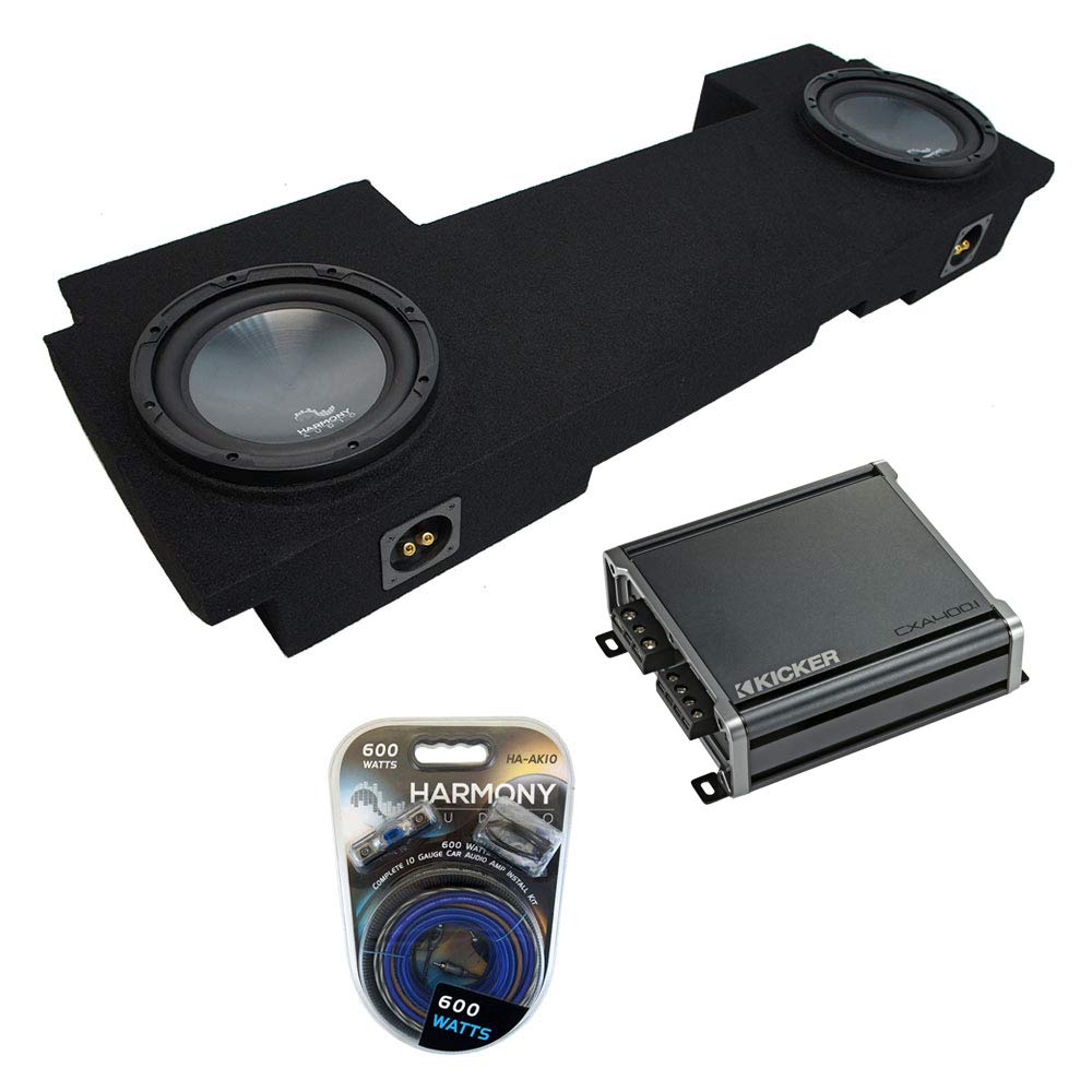 Harmony Audio R124 Bundle Compatible with Cadillac Escalade EXT 2002-2013 Underseat Dual 12 Sub Box & CXA400.1