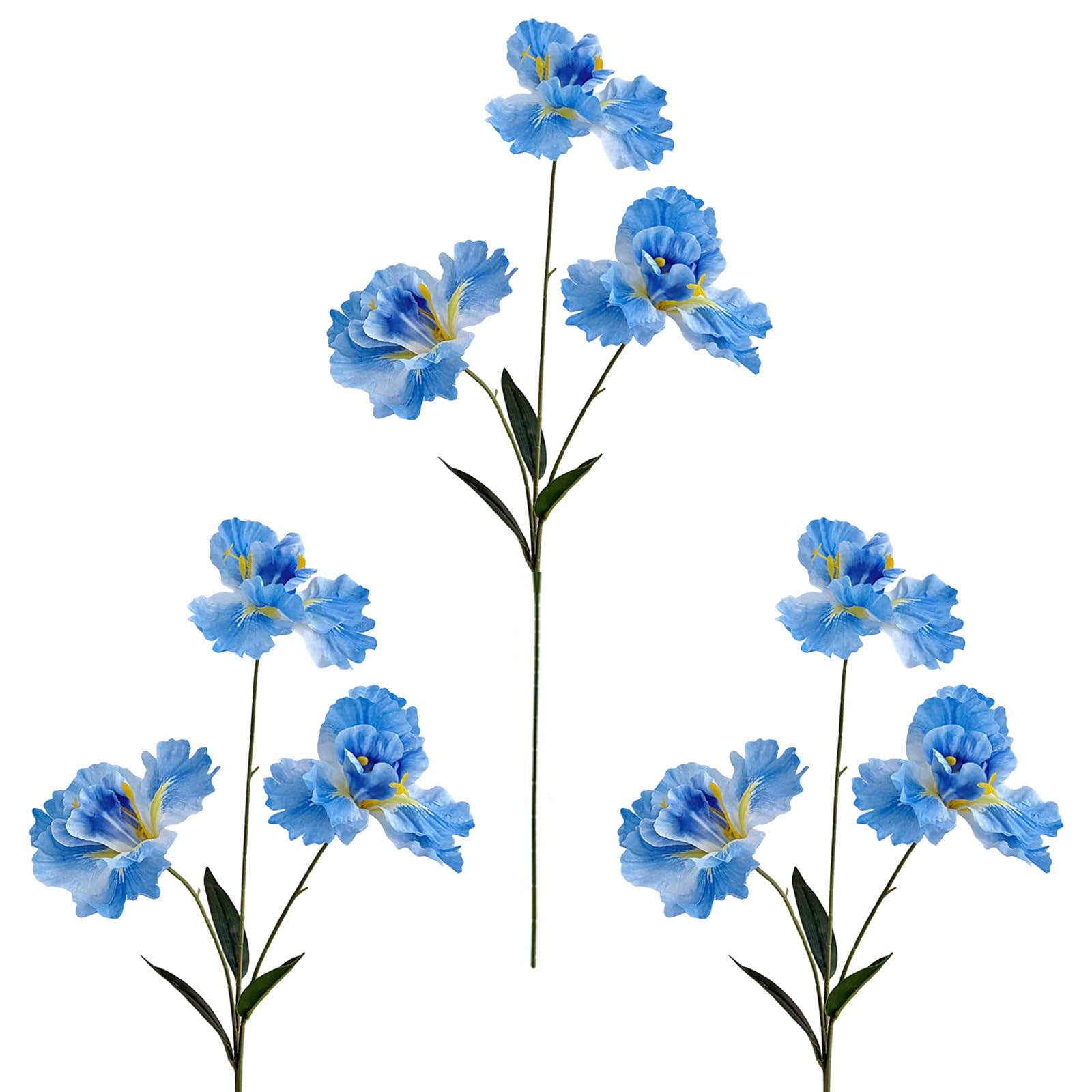 PANGBOER Of 3 Realistic Irises Flower Arrangements Artificial Silk Fade Proof Stems for Home Offices Decors