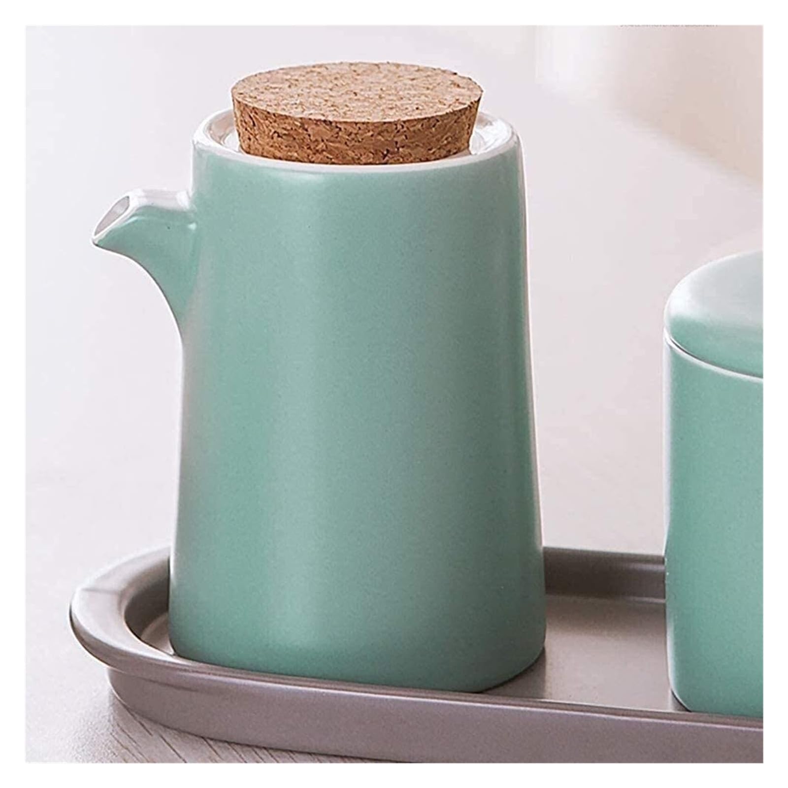 Set Olio e aceto Dispenser di Olio e aceto, Bottiglia da Tavolo-Salsa di soia o ampolla di aceto-condimento Liquido for Cena in Ceramica Oliera(Pink)