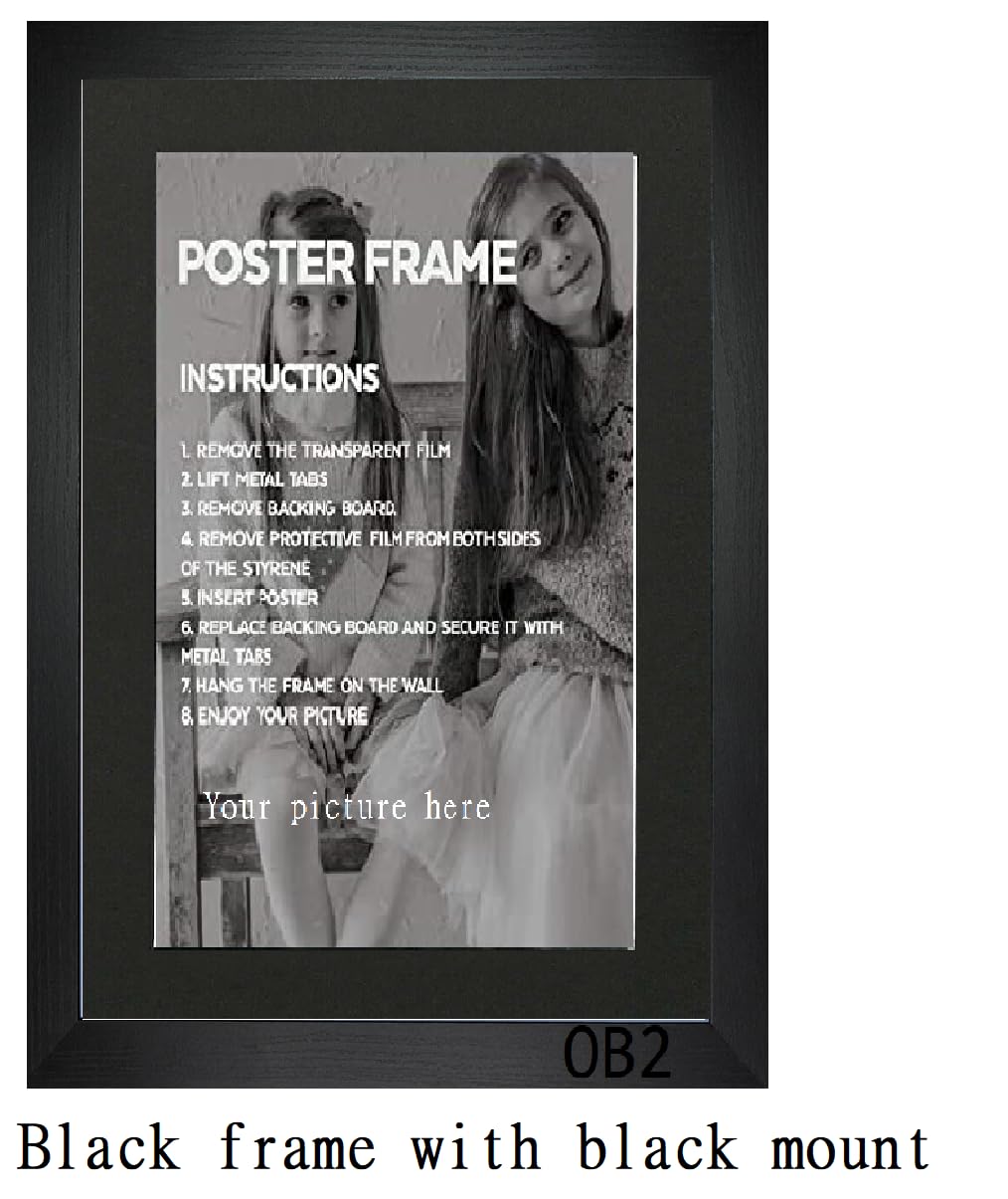 Picture Frame Photo Frame With White, Black Quality Mount (Black frame with black mount, 70x50cm Frame For 60x40cm Picture Size)