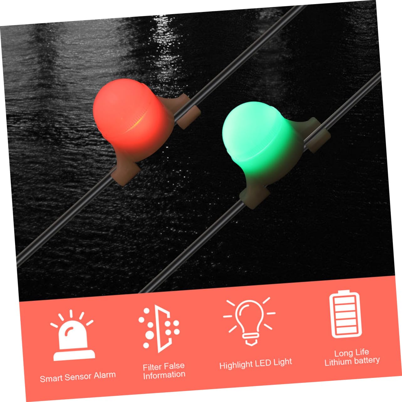 HEMOTON 12pezzi Led Fishing Alarm Lights Electronic Alarm for Outdoor Night Fishing Lightweight and Design Fish Bite