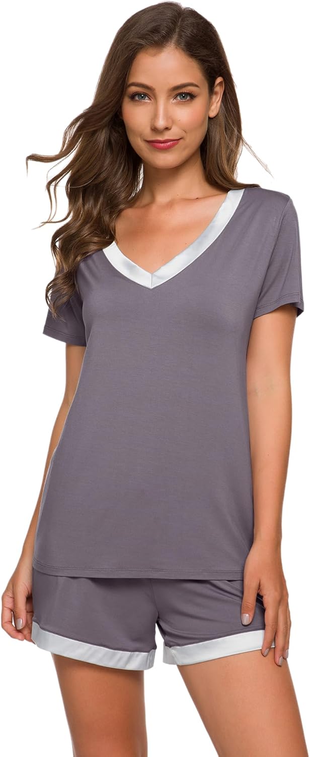WiWi Viscose from Bamboo Pajamas Set for Women Soft Short Sleeve with Shorts Summer Plus Size Pjs Sets Sleepwear S-4X WiWi Viscose from Bamboo Pajamas Set for Women Soft Short Sleeve with Shorts Summer Plus Size Pjs Sets Sleepwear S-4X