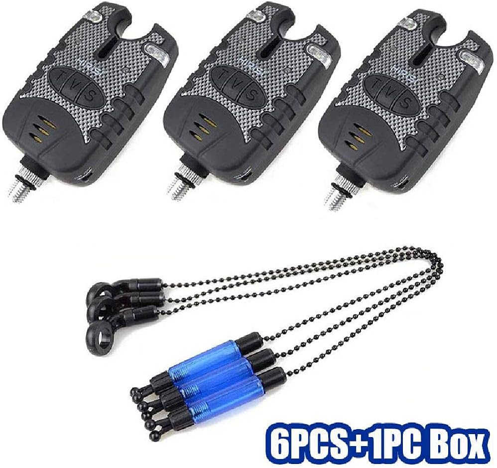 TopHomer 3PCS Fishing Bite Indicators and 3PCS Illuminated Hangers Fishing Bite Alarm Tackle Bite Alert Carp Bite Alarm Fishing Bite Indicator with Storage Box for Fishing Black