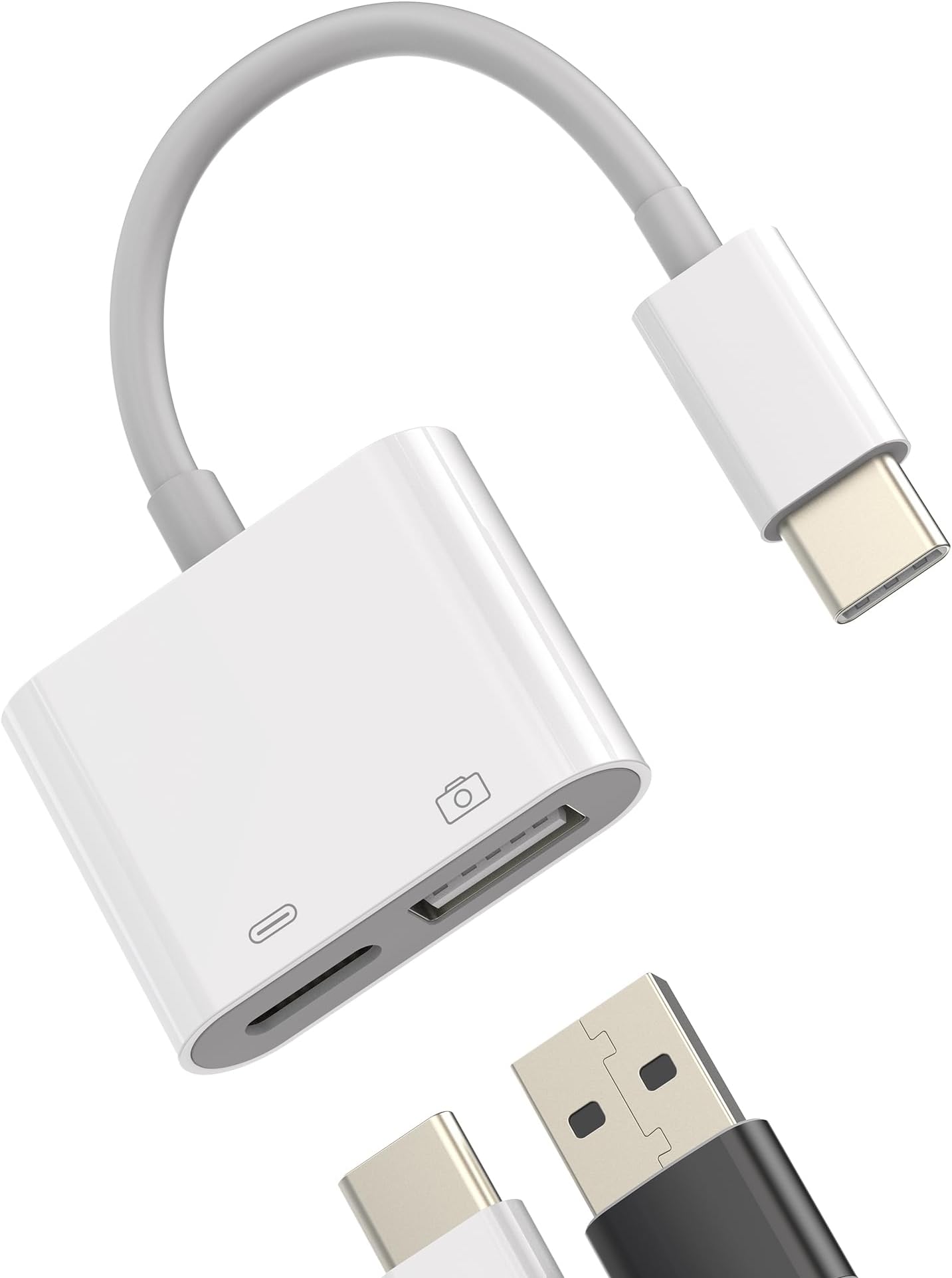 USB A to USBC Adapter(2in1) for Apple iPhone 15 Pro Max Plus Ipad Pro Type C Charger Converter Thunderbolt Charging Cable OTG Adaptador Keyboard Mouse Flash Drive Splitter Compatible for Samsung
