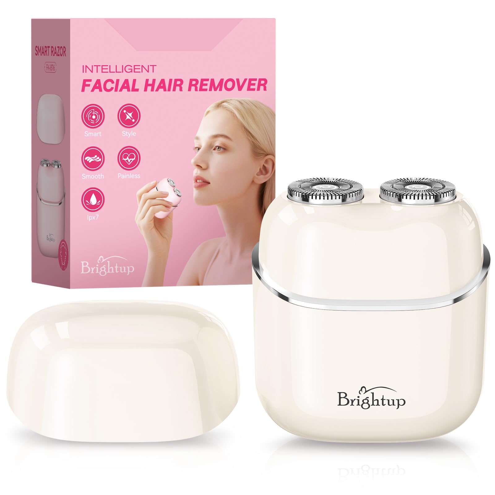 Brightup Facial Hair Removal for Women - Painless Shaver for Home &amp; Travel