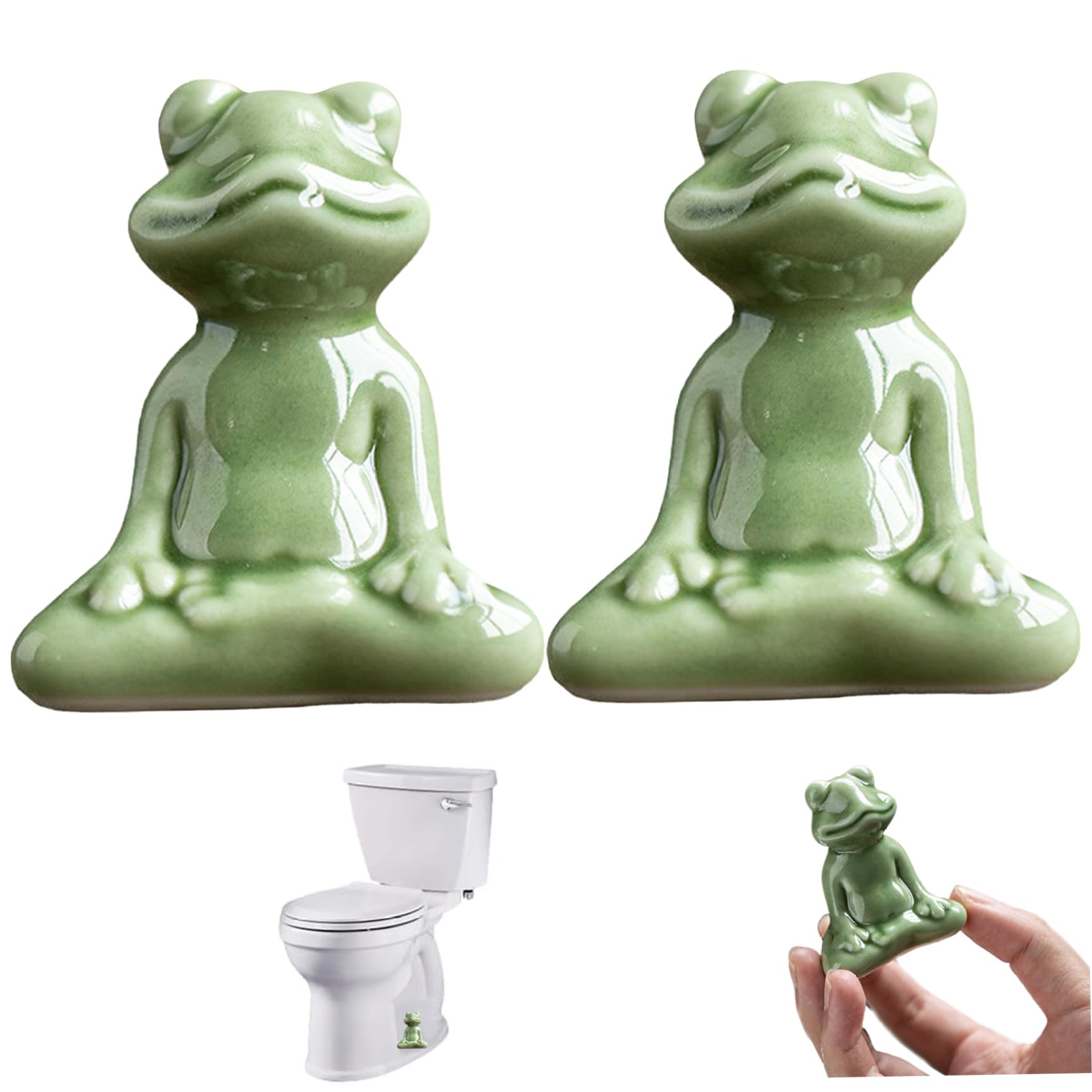 2-Pack Frog Ceramic Toilet Bolt Covers – Cute Decorative Caps With Hollow Base, For Standard Toilet Bolts