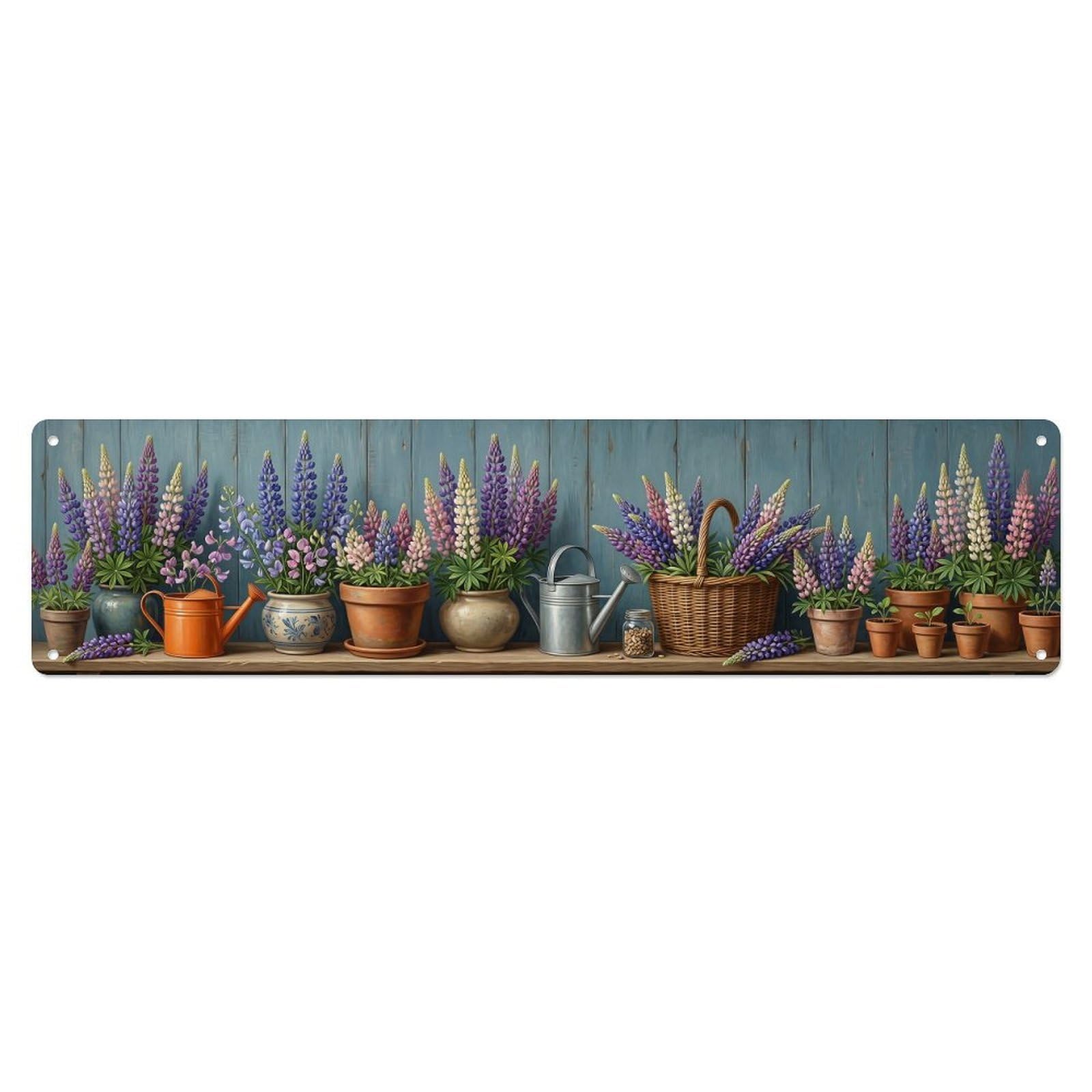 Garden Tools Vintage Lupin Spire Border Pattern Metal Tin Sign