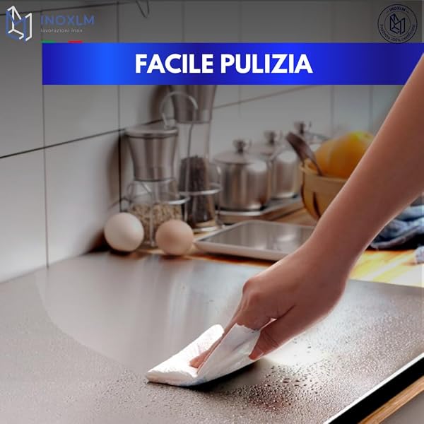 INOXLM Box of 3 Pieces Cutting Board/Pastry Board + Tarot Paddle / Spatula + Rolling Pin Fabric Case | Stainless Steel Worktop Various Sizes for Kitchen Bar Restaurant | Made in Italy Top (90 x 50 cm, - 5