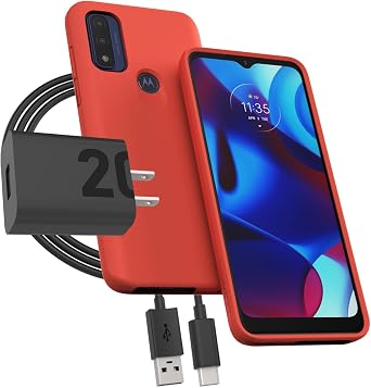 Motorola G Pure 2021 Protective Case Living Coral + TurboPower 20W Charger