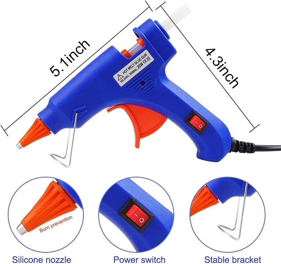 Hot Glue Gun with 50 Glue Sticks, Craft Glue Gun, Removable Glue Gun，Glue Gun Mini, Hot Glue Gun with Glue Sticks for DIY Small Craft Projects and Home Quick Repairs (20 Watts, Blue) : Arts, Crafts & Sewing