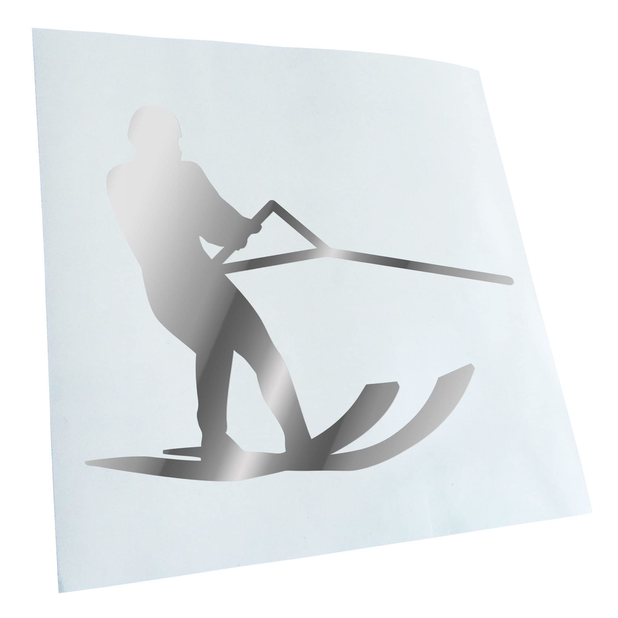 Kiwistar - Car Sticker - Water Ski Sportsman Figure - Chrome - 30 x 24 cm - Rear Window Car Sticker Weatherproof for Car Truck Moped Truck - Sticker Exterior Self-Adhesive Tuning Accessories for
