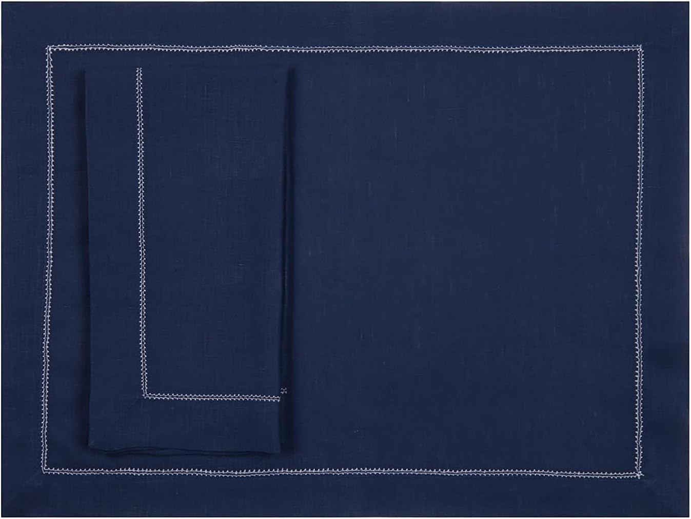 Huddleson White Pure Italian Linen Cocktail Napkin with Hemstitch (Set of Six) Luxury Made in US