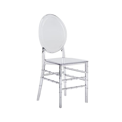 Techni Home Chiavari Style Ghost Chair, Set of 2 Stackable Acrylic Chairs, Elegant Design Perfect for Weddings, Parties, Events, Extra Dining Seating, Modern Versatile for Indoor/Outdoor Use (Clear) - Clear