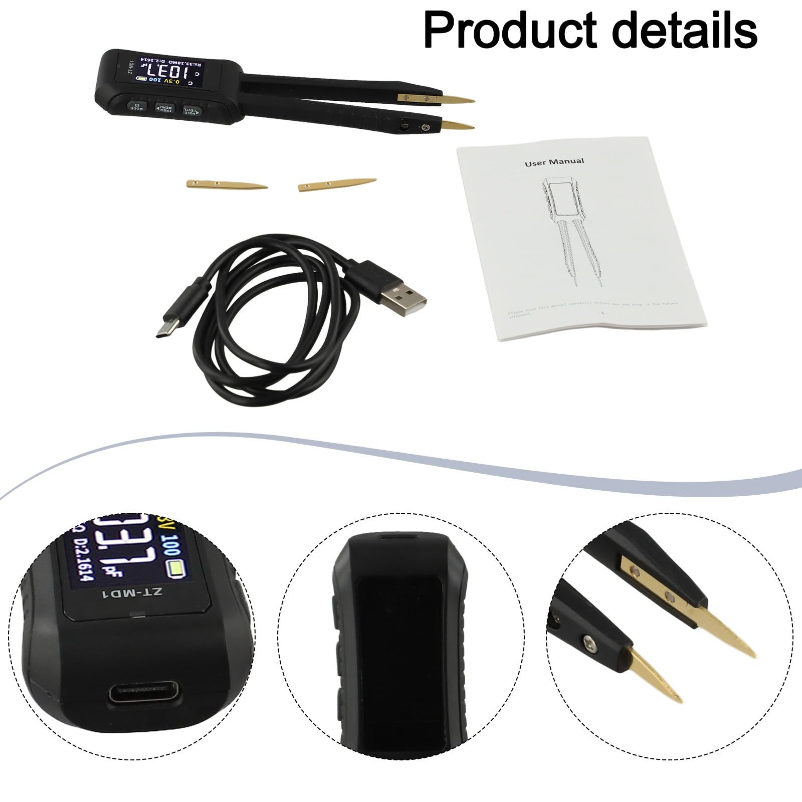ZOYI ZT-MD1 Pinzas digitales LCR ESR probador de resistencia condensador inductancia on/off diodo medidor de prueba