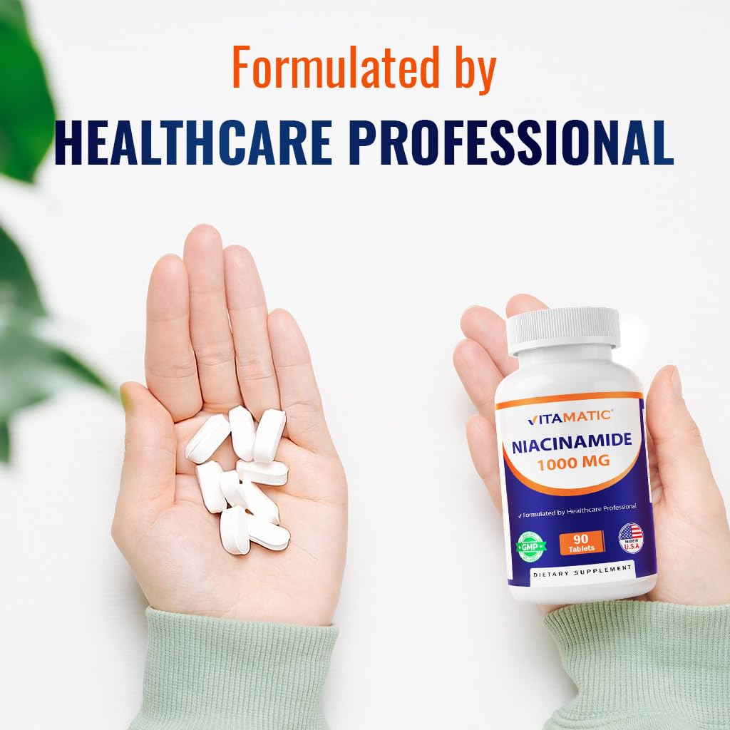 Vitamatic Niacinamide 1000 mg 90 Tablets - Flush Free Vitamin B3 - Supports Energy Production — Amazon image 4