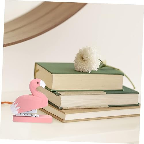 Miniatura 9 de Grapadora de madera, 2 piezas, grapadoras de oficina de alcantarillado crreativo estándar novedad años flamenco máquina de escritorio grapadora de