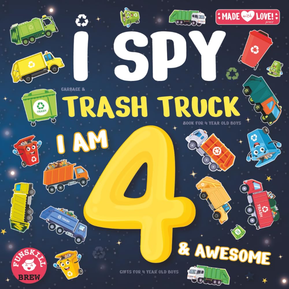 I spy garbage & trash truck book for 4 year old boys: Gifts for 4 year old boys