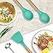 14 Pcs Silicone Cooking Utensils Kitchen Utensil Set,446°F Heat Resistant,Turner Tongs,Spatula,Spoon,Brush,Whisk. Wooden Handles Teal Kitchen Gadgets Set for Non-Stick Cookware (BPA Free)